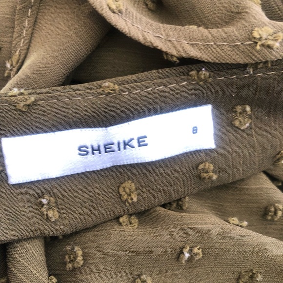 🌿 SHEIKE 🌿 ladies green long sleeve scoop neckline tie waist blouse size 8 - Picture 6 of 7